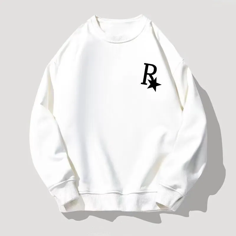 350g unisex pure cotton letter print round neck sweatshirt