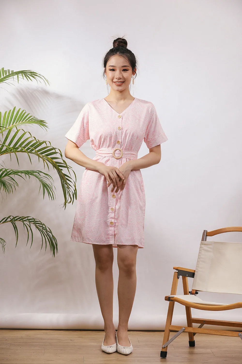 Audre Day Dress in Pink Prints