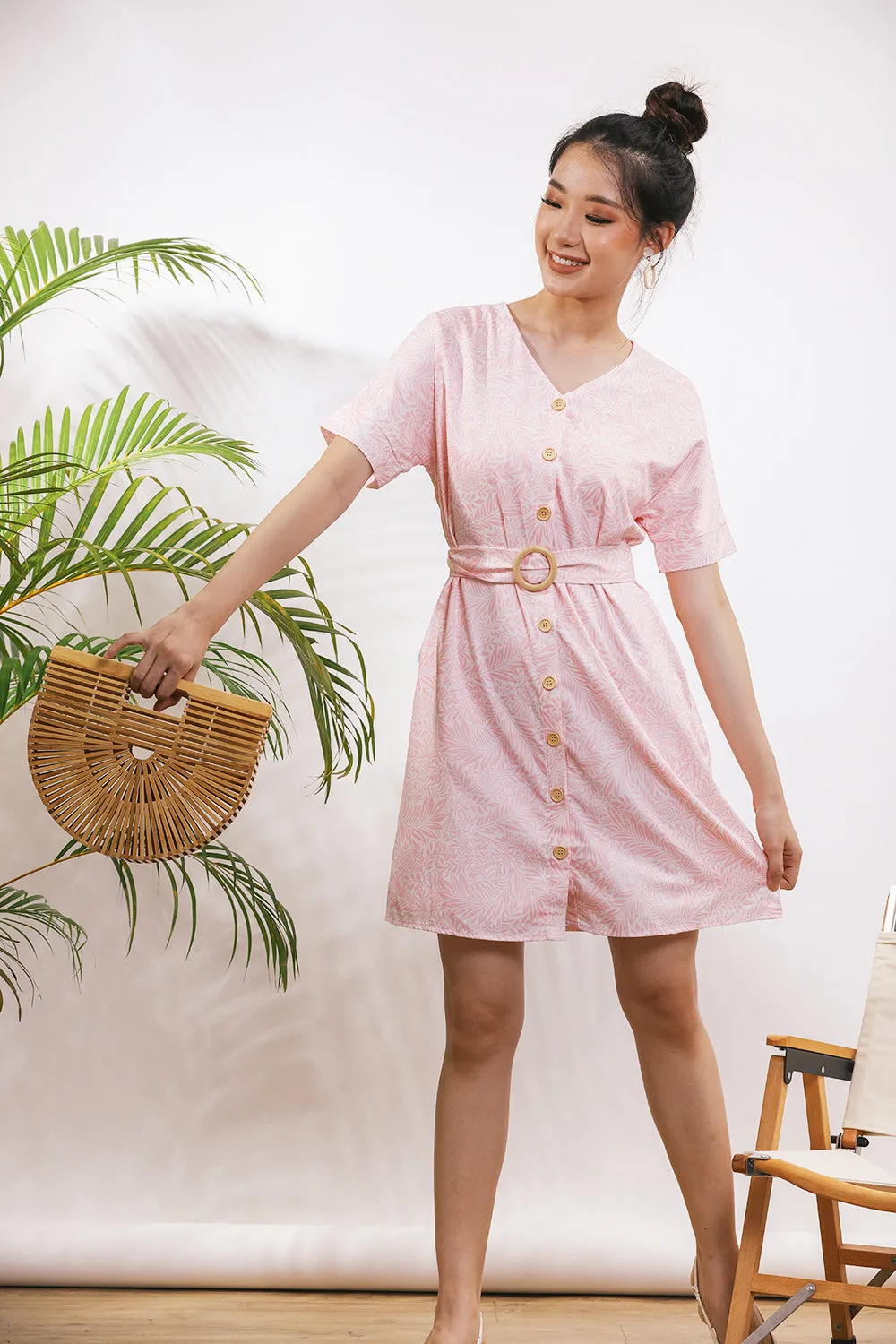 Audre Day Dress in Pink Prints