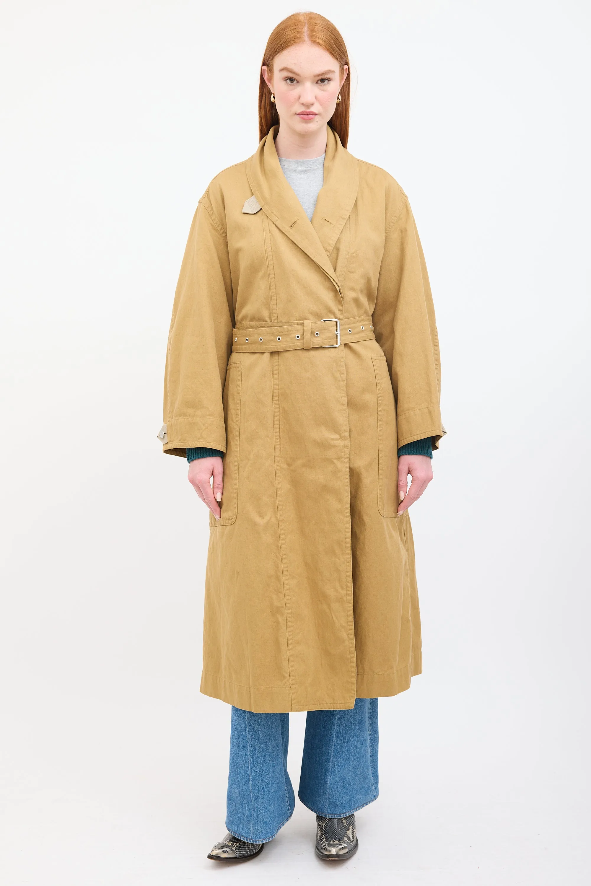 Beige Canvas Peter Long Coat