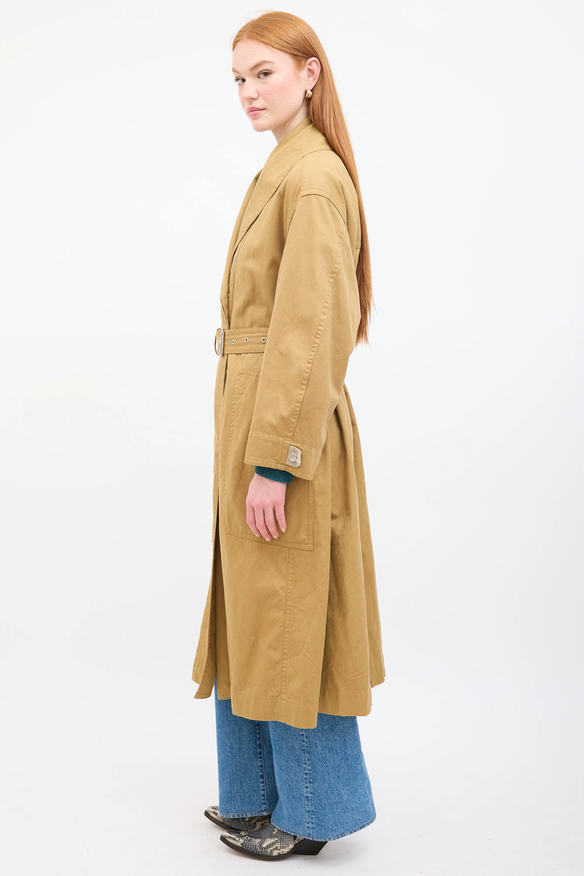 Beige Canvas Peter Long Coat