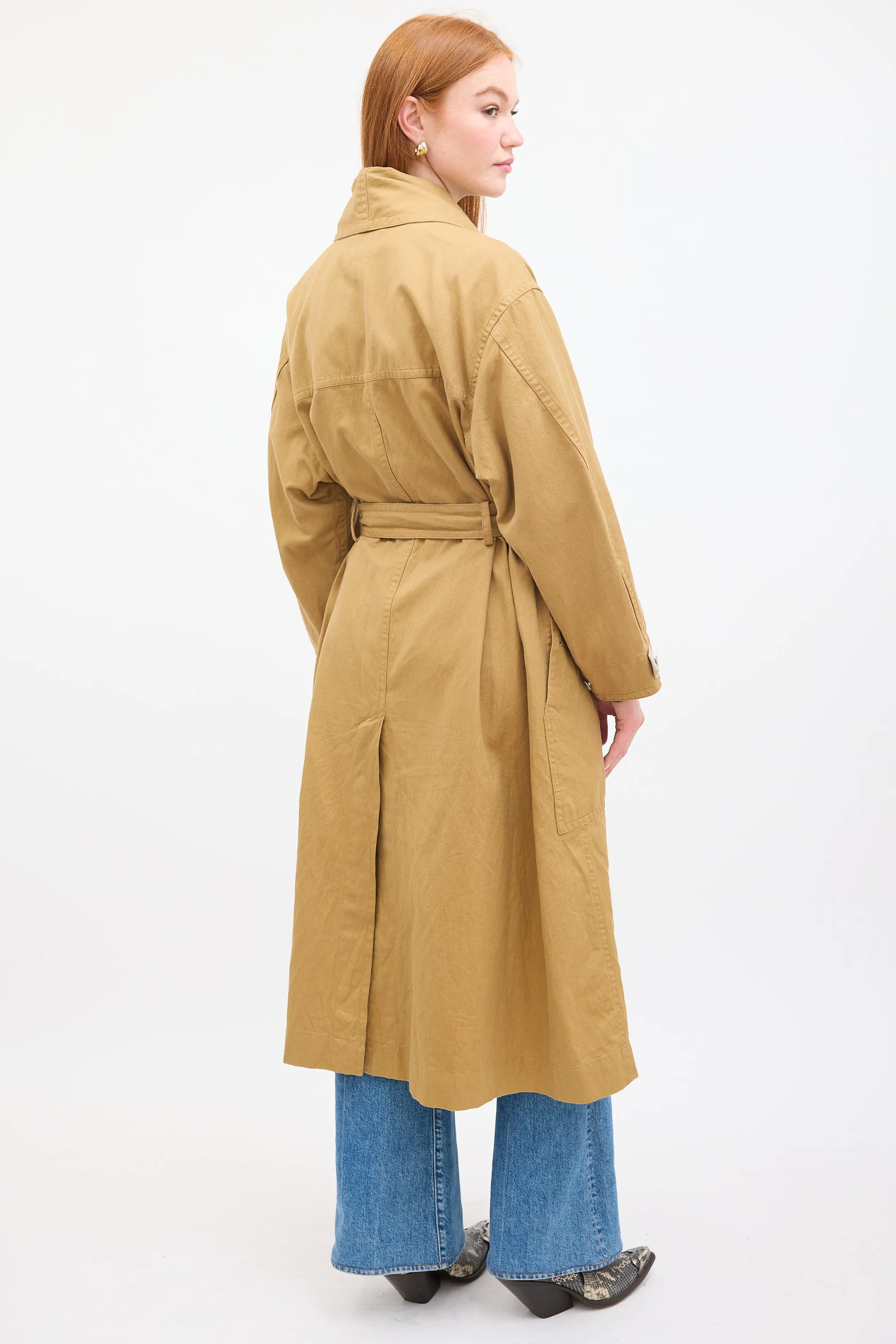 Beige Canvas Peter Long Coat