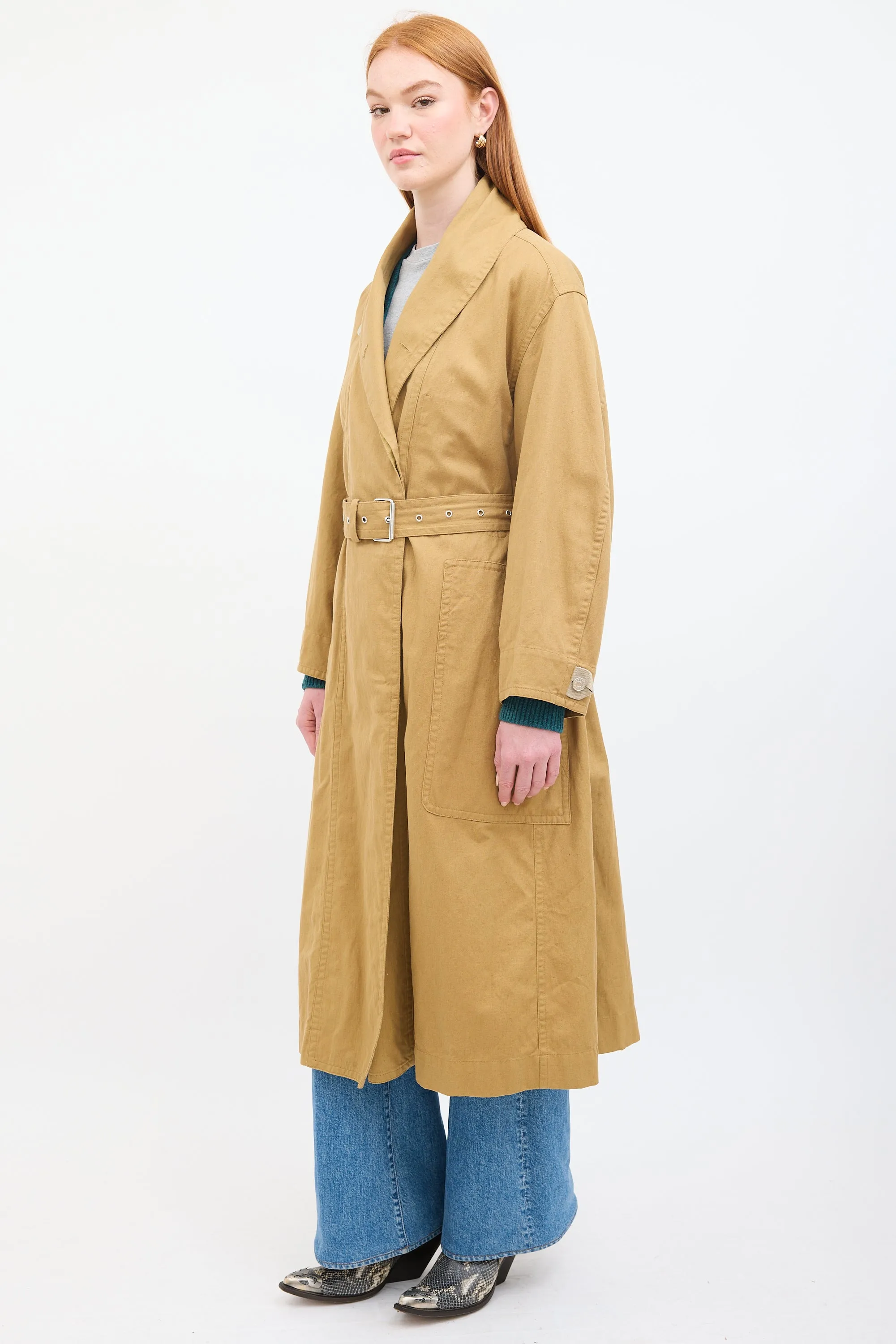 Beige Canvas Peter Long Coat