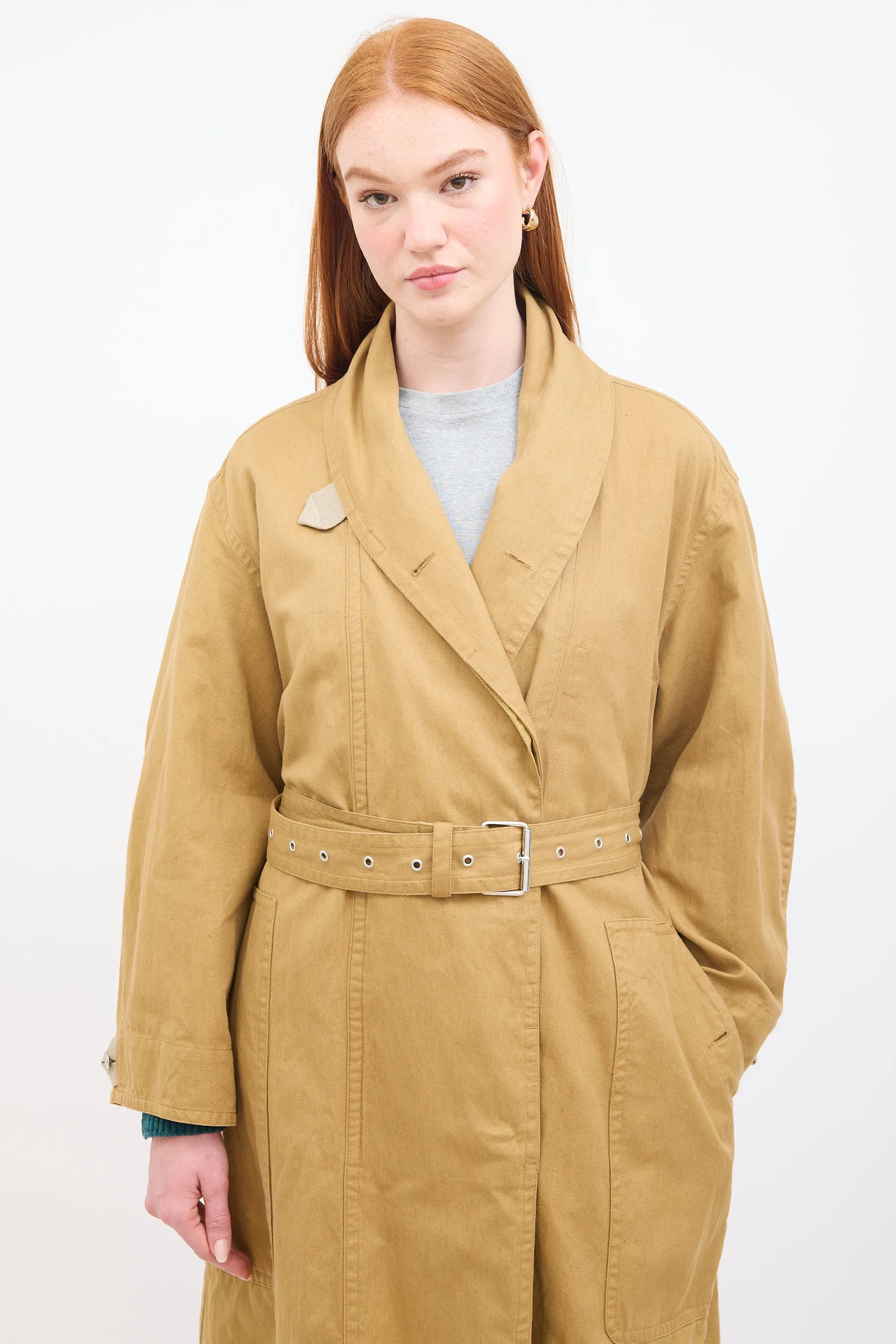 Beige Canvas Peter Long Coat