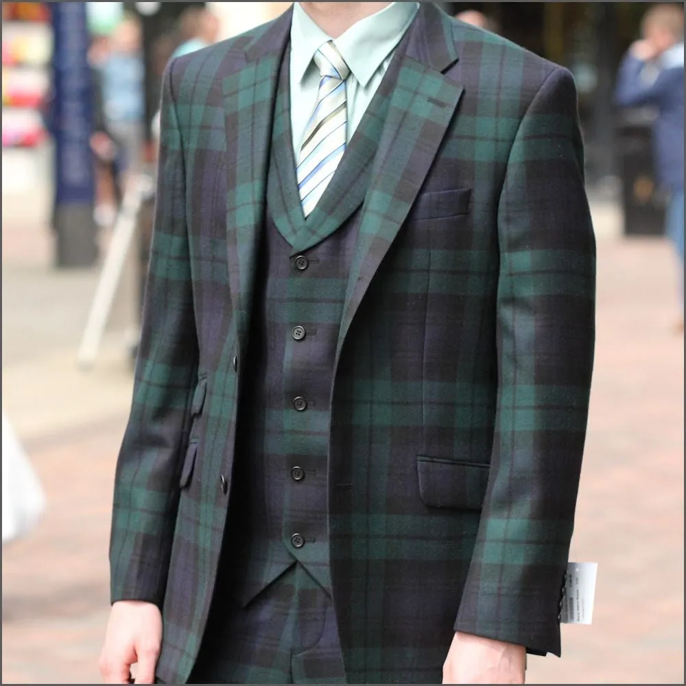 Black Watch Tartan Wool Blazer--