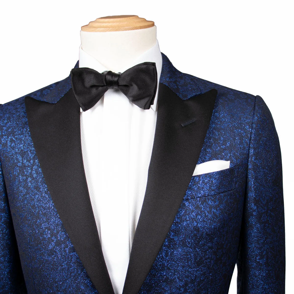 Blue & Black Floral Caccioppoli Jacquard Tuxedo Jacket