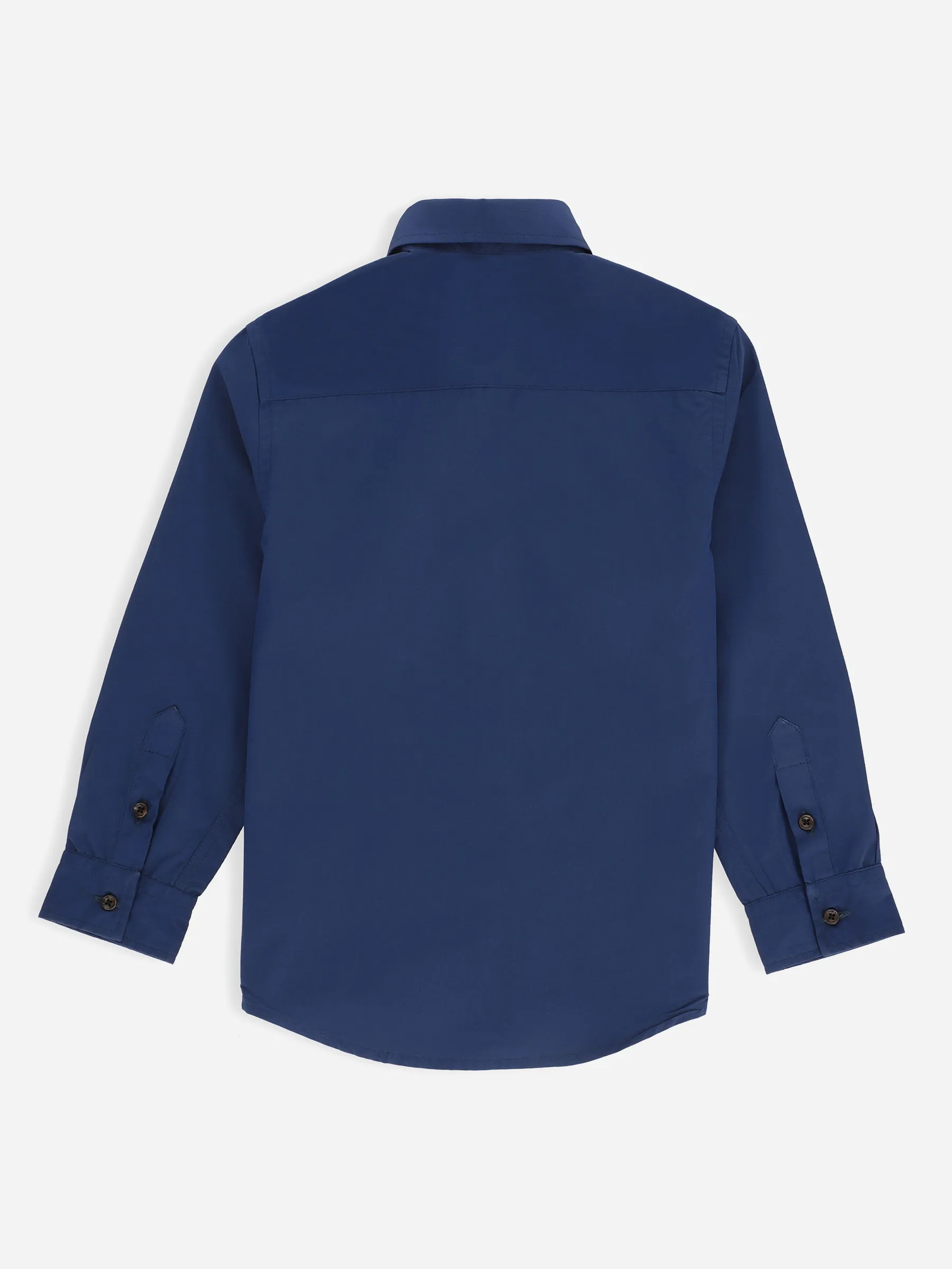 Blue Satin Casual Long Sleeve Shirt