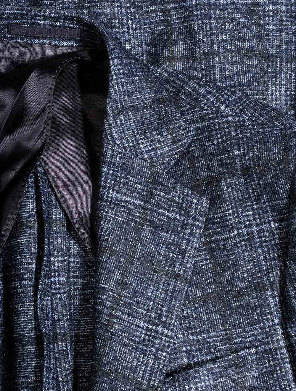 Check Unstructured Jacket Blue