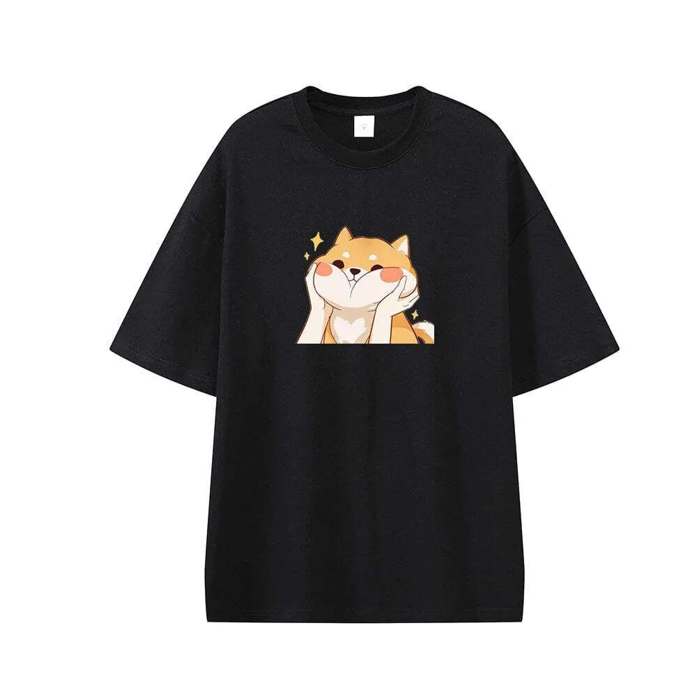 Chubby Shiba Cheeks Oversized Drop Shoulder T-Shirt