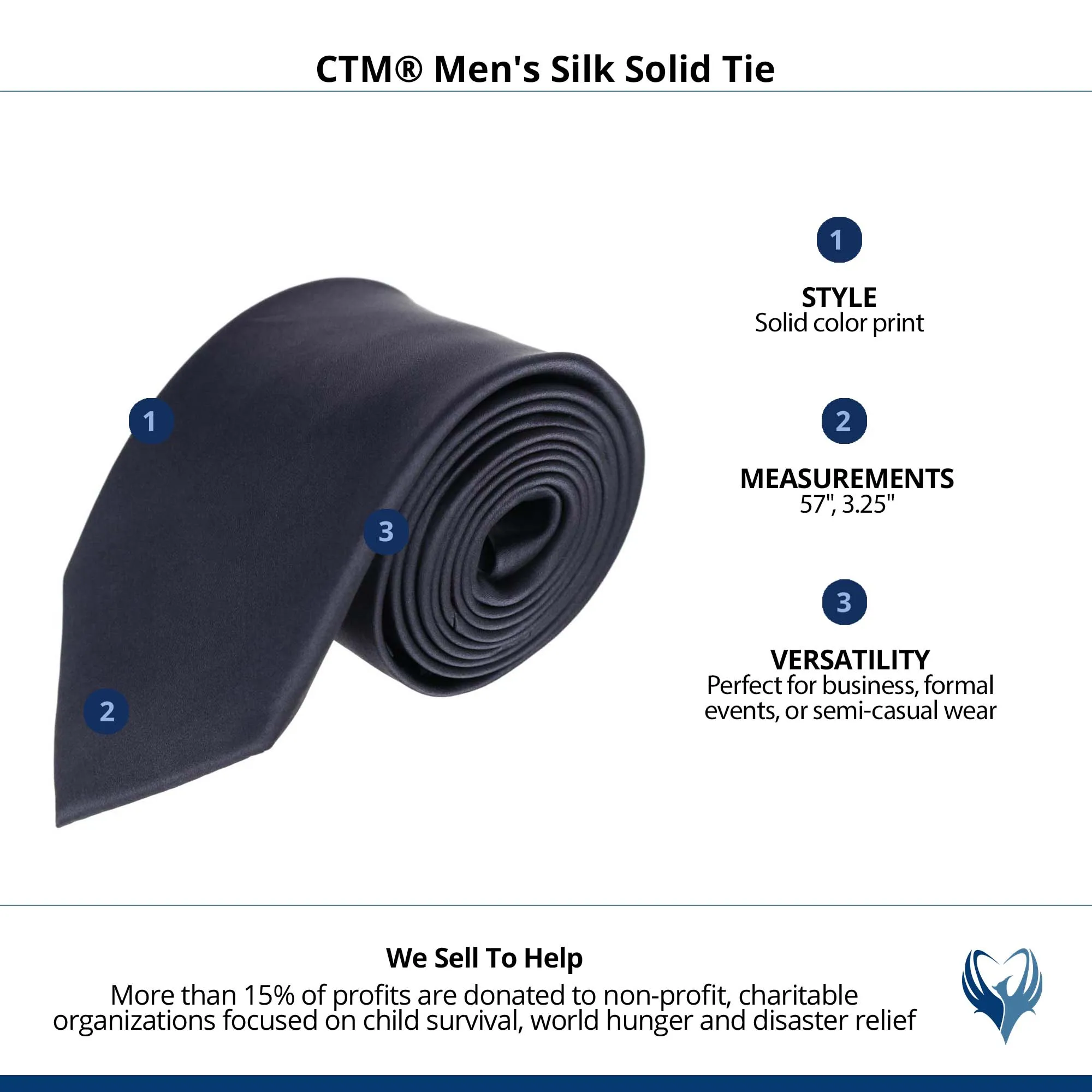 CTM® Men's Silk Solid Tie