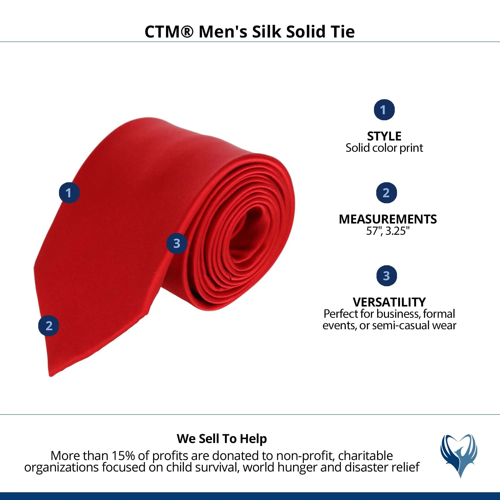 CTM® Men's Silk Solid Tie