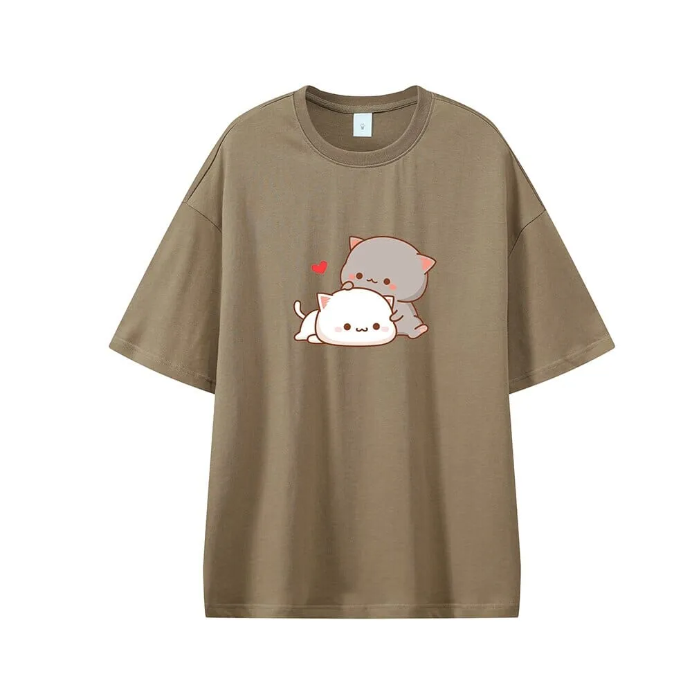 Cuddling Peach & Goma Oversized Drop Shoulder T-Shirt