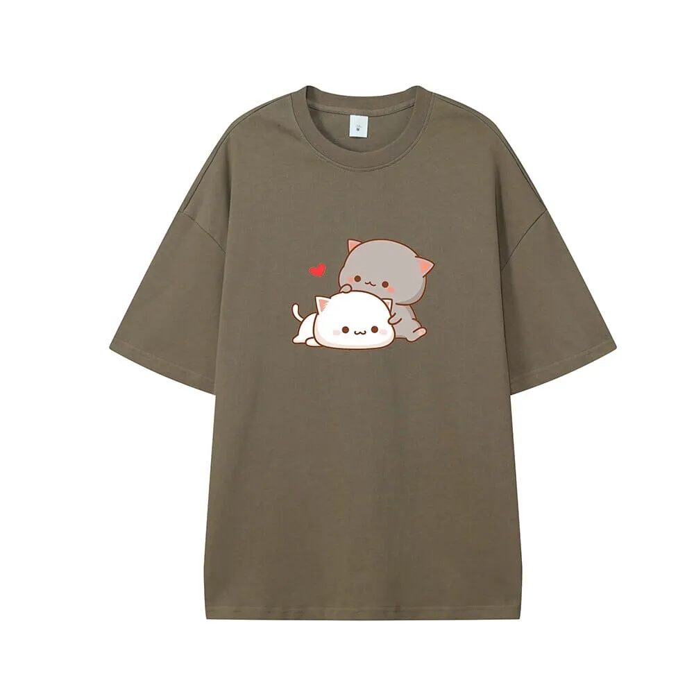 Cuddling Peach & Goma Oversized Drop Shoulder T-Shirt