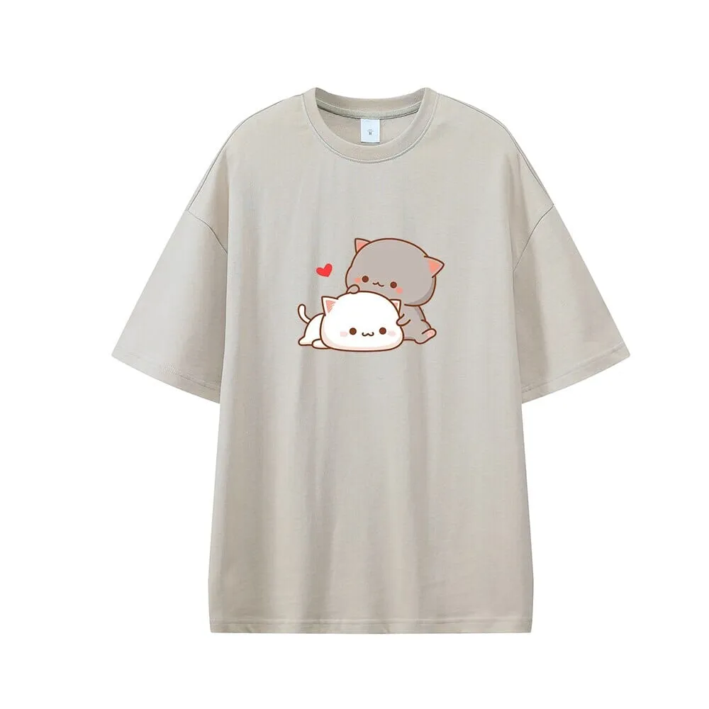 Cuddling Peach & Goma Oversized Drop Shoulder T-Shirt