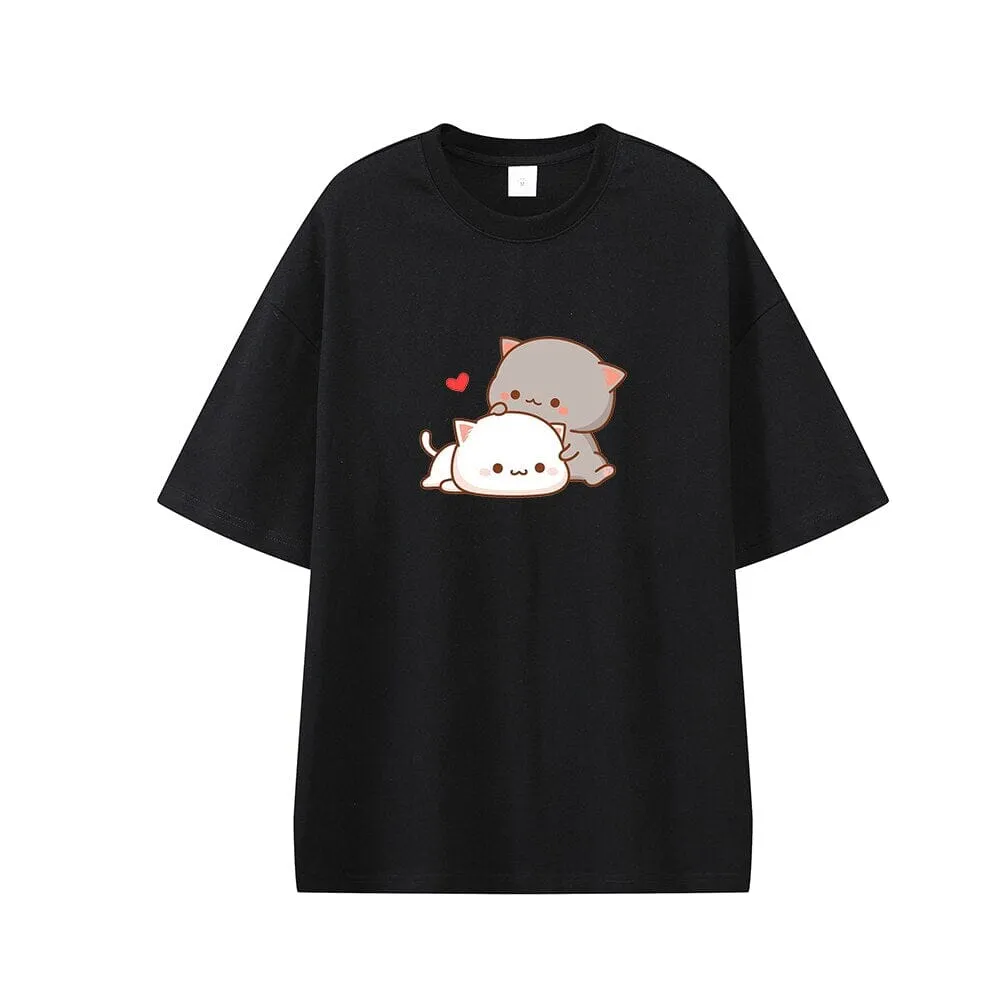 Cuddling Peach & Goma Oversized Drop Shoulder T-Shirt