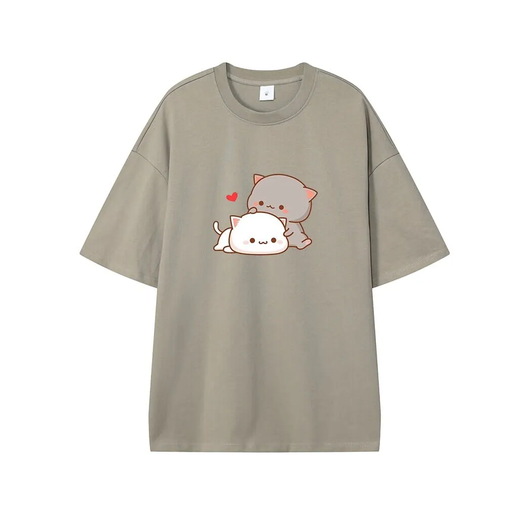 Cuddling Peach & Goma Oversized Drop Shoulder T-Shirt