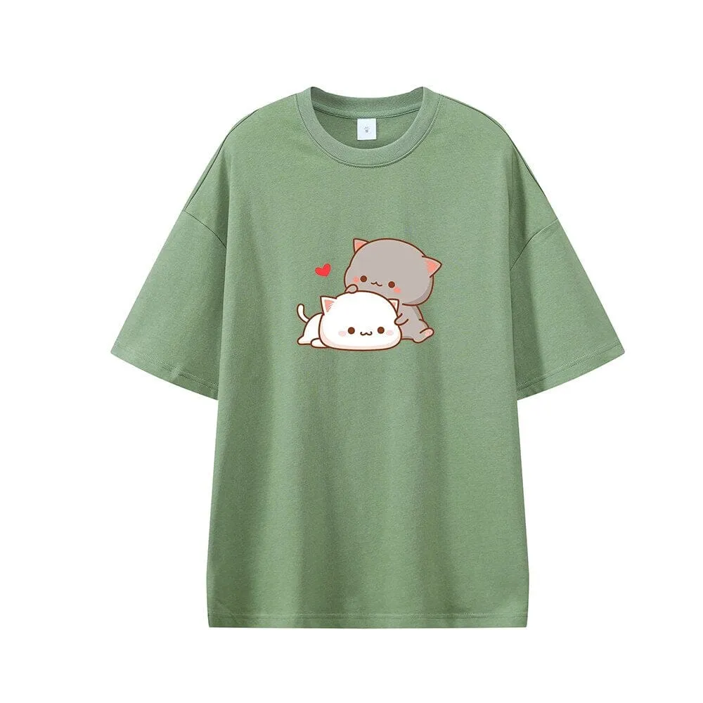 Cuddling Peach & Goma Oversized Drop Shoulder T-Shirt