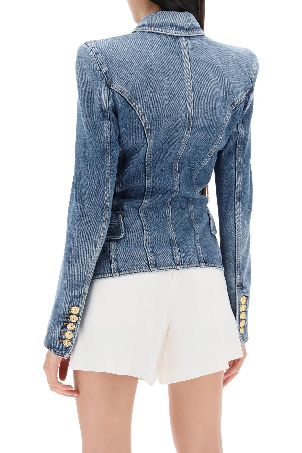 denim jacket with eight buttons