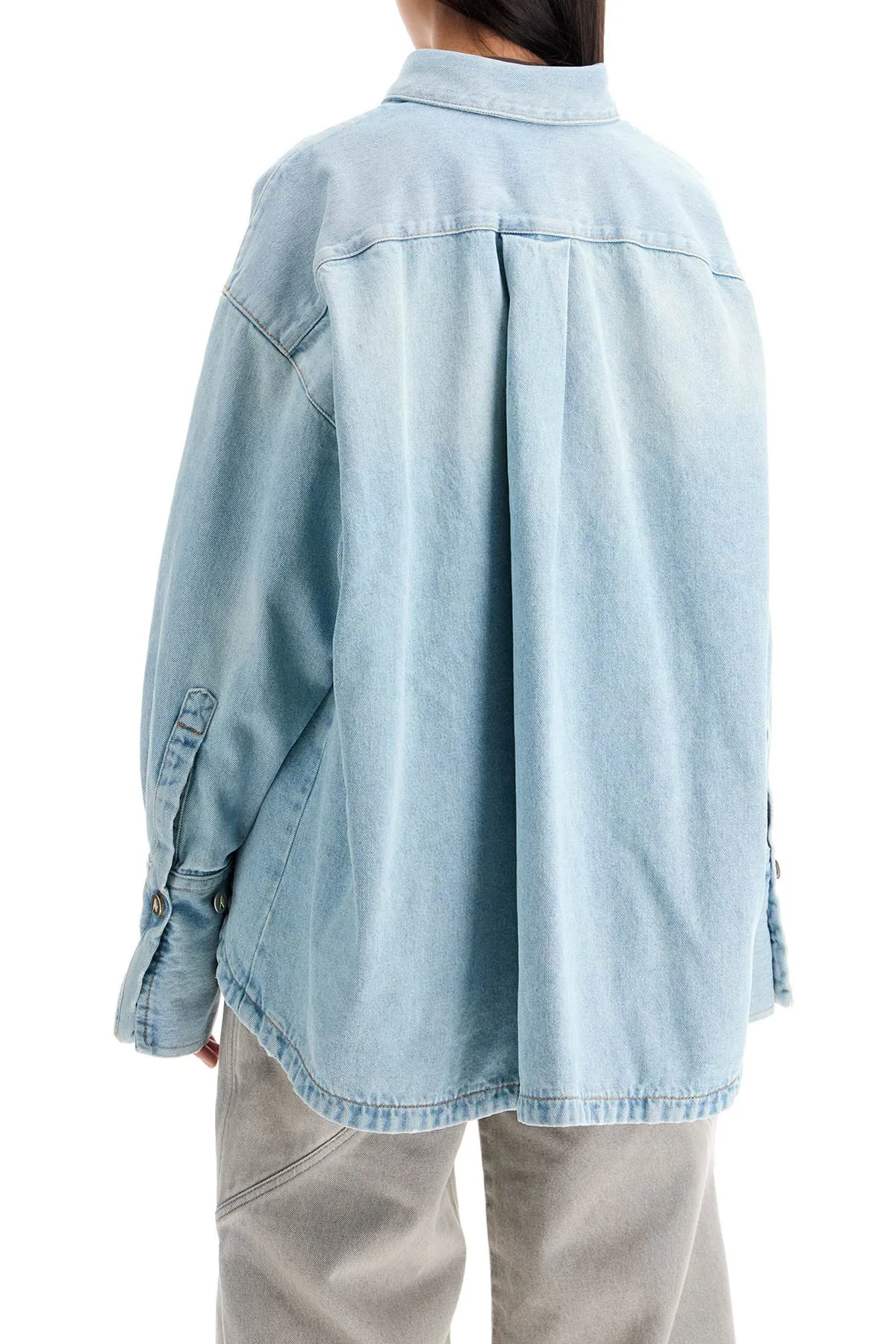 denim overshirt with slit detail