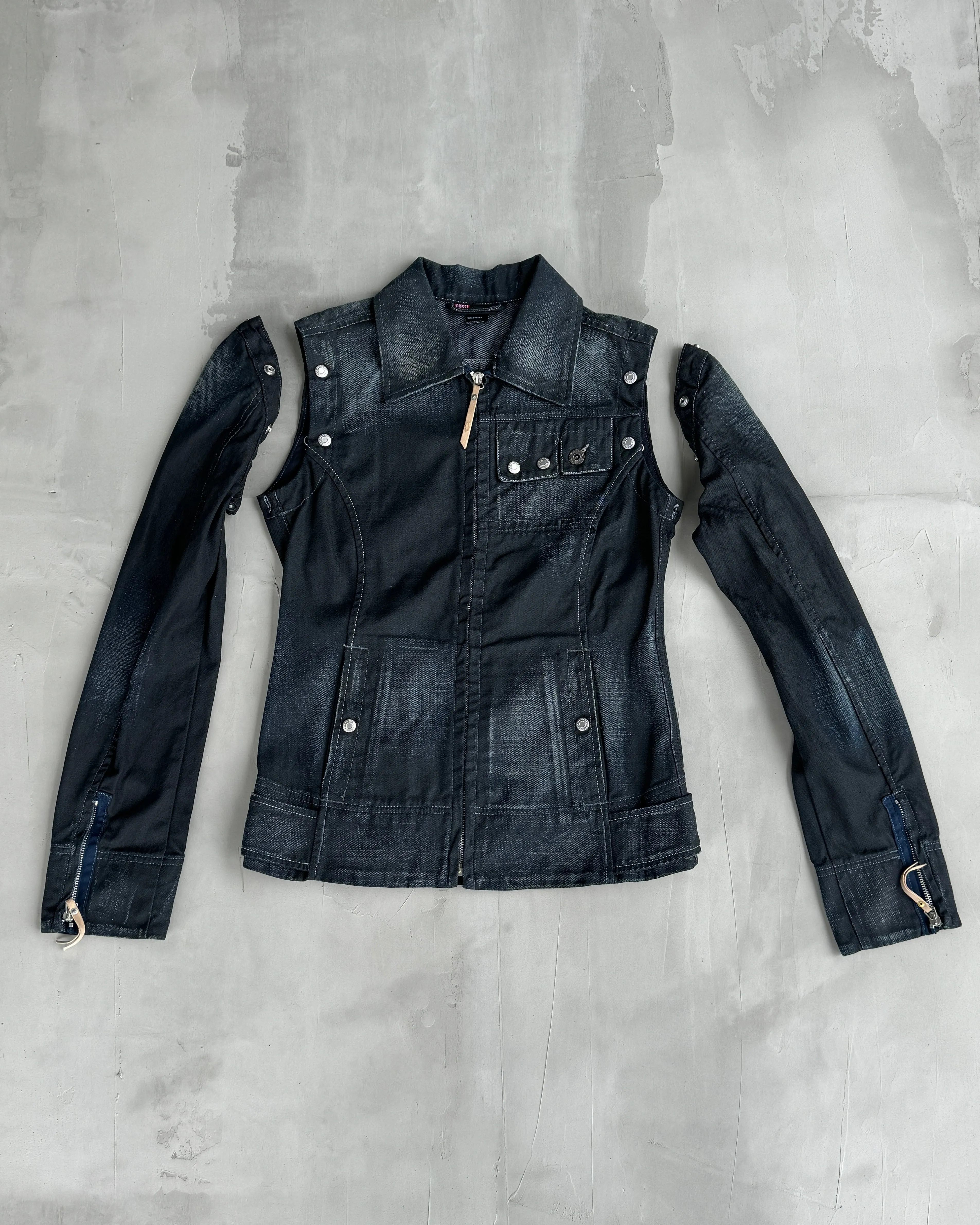 DIESEL 2-IN-1 DENIM JACKET & WAISTCOAT - M