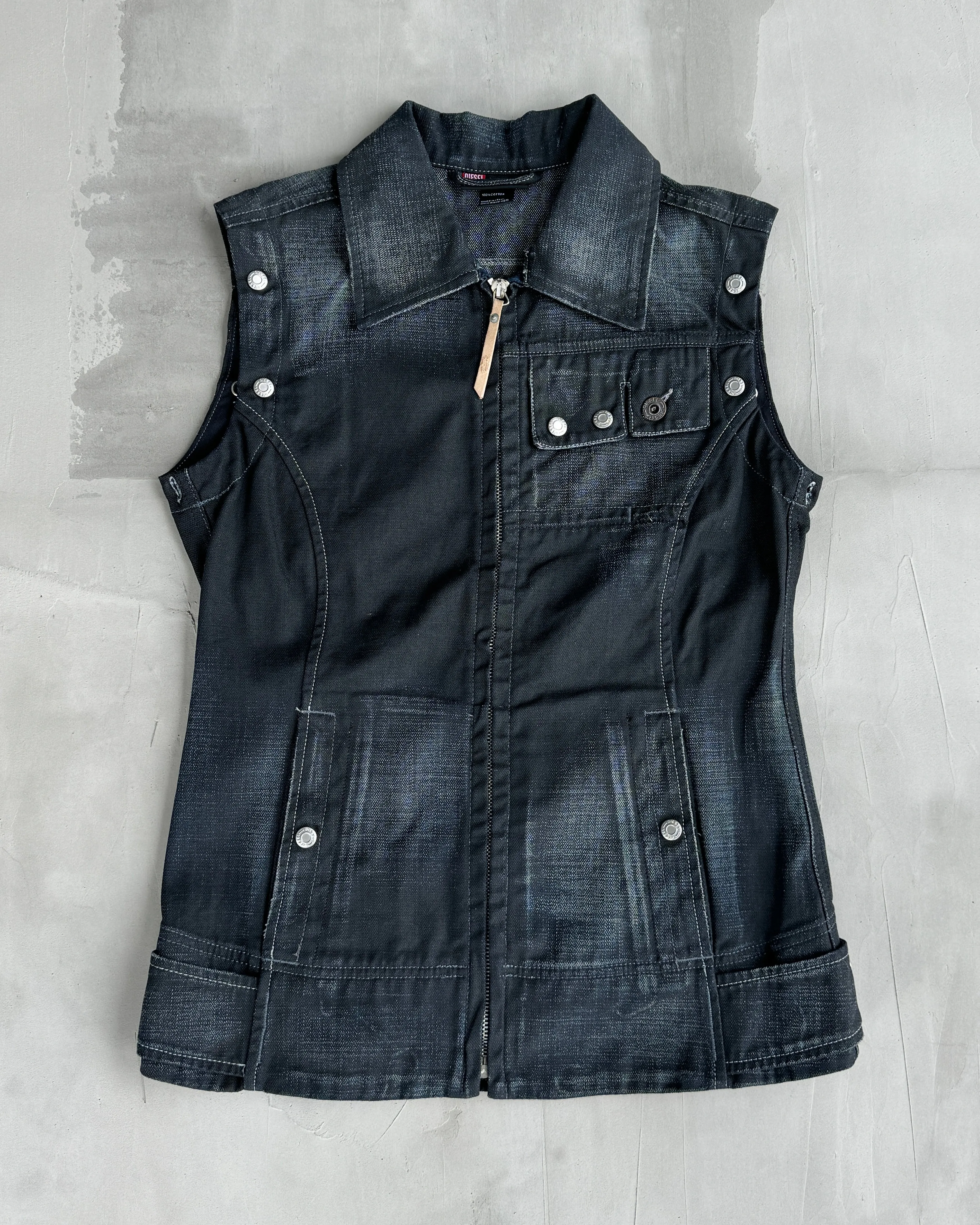 DIESEL 2-IN-1 DENIM JACKET & WAISTCOAT - M