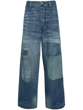 Distressed Wide-Leg Jeans