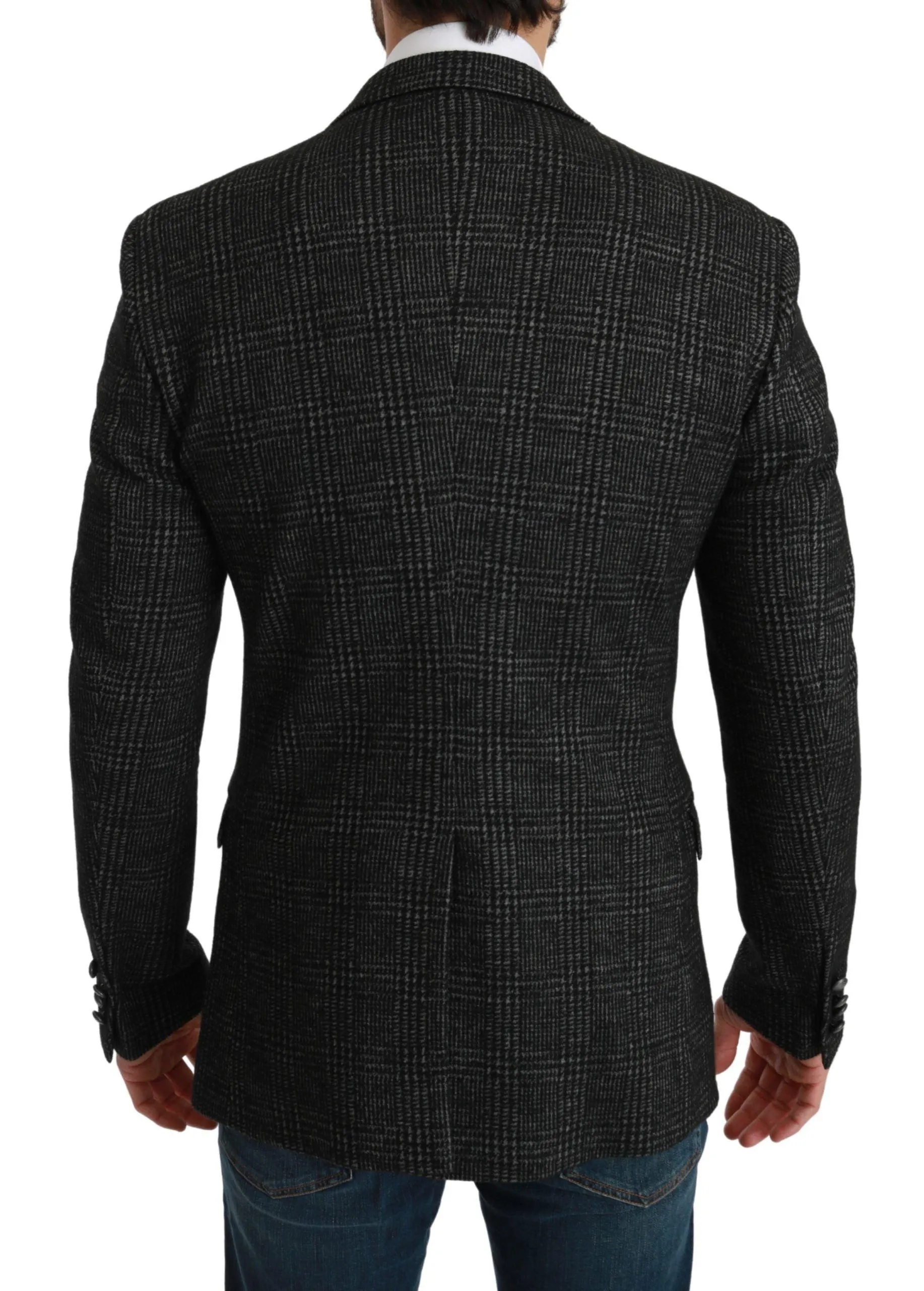 Dolce & Gabbana Gray Plaid Check Slim Fit Jacket Blazer