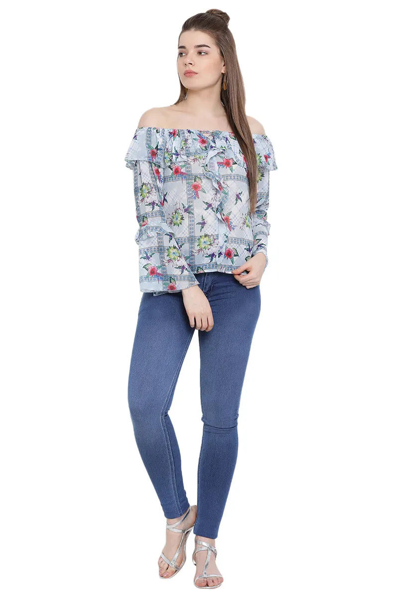 Drop Shoulder Floral Top