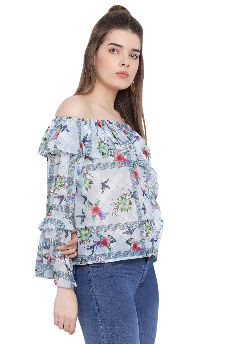 Drop Shoulder Floral Top