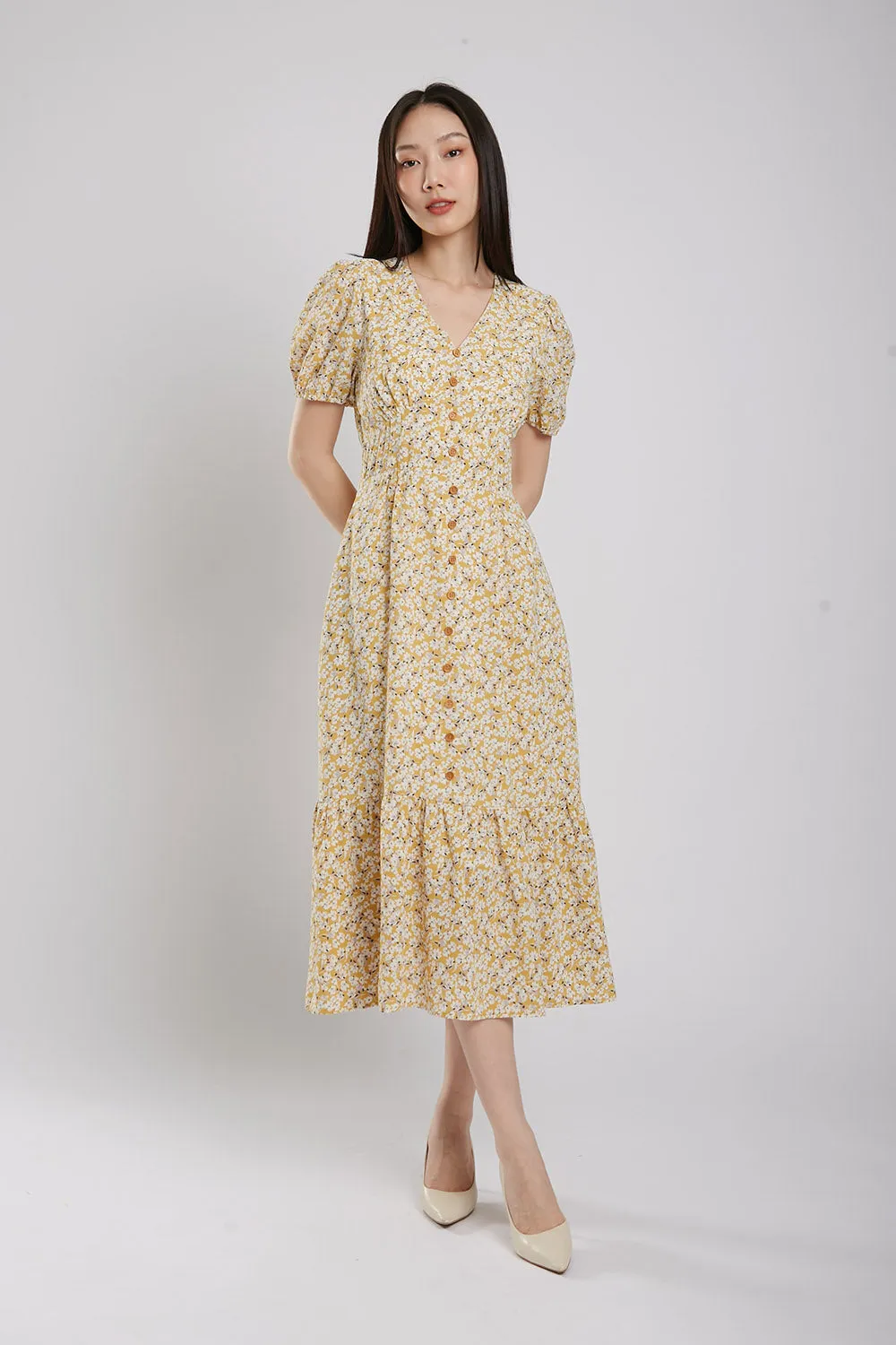 Emporia Maxi Dress in Yellow Floral