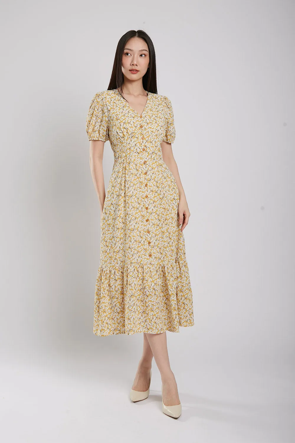 Emporia Maxi Dress in Yellow Floral