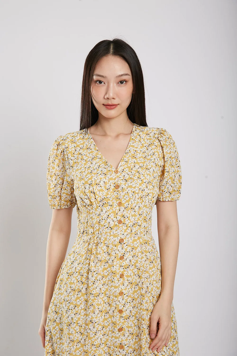 Emporia Maxi Dress in Yellow Floral