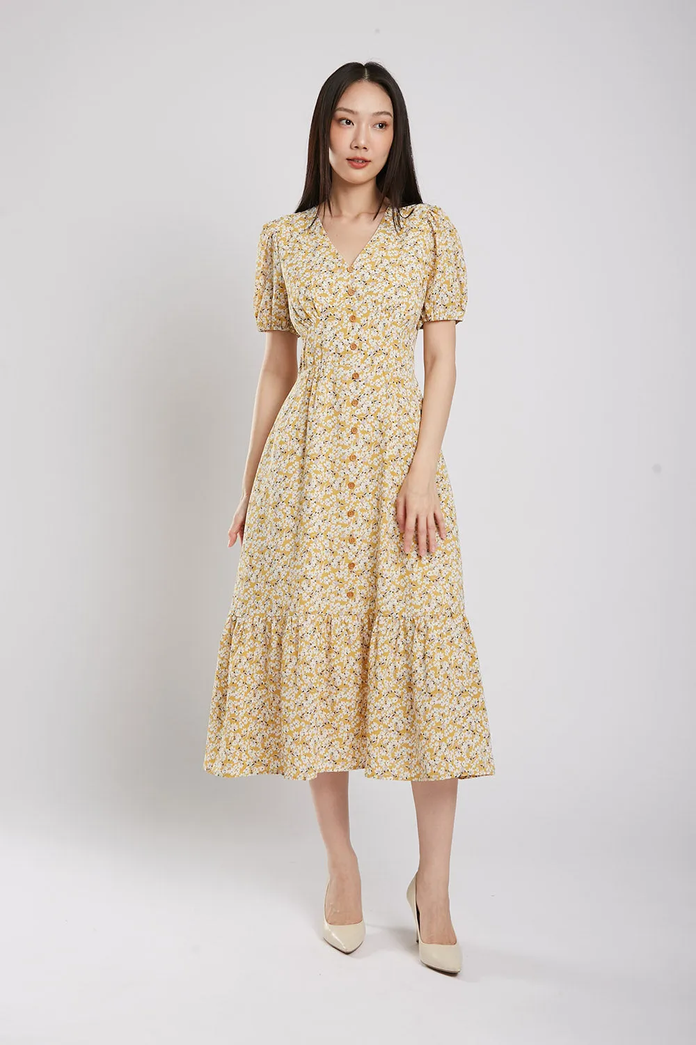 Emporia Maxi Dress in Yellow Floral