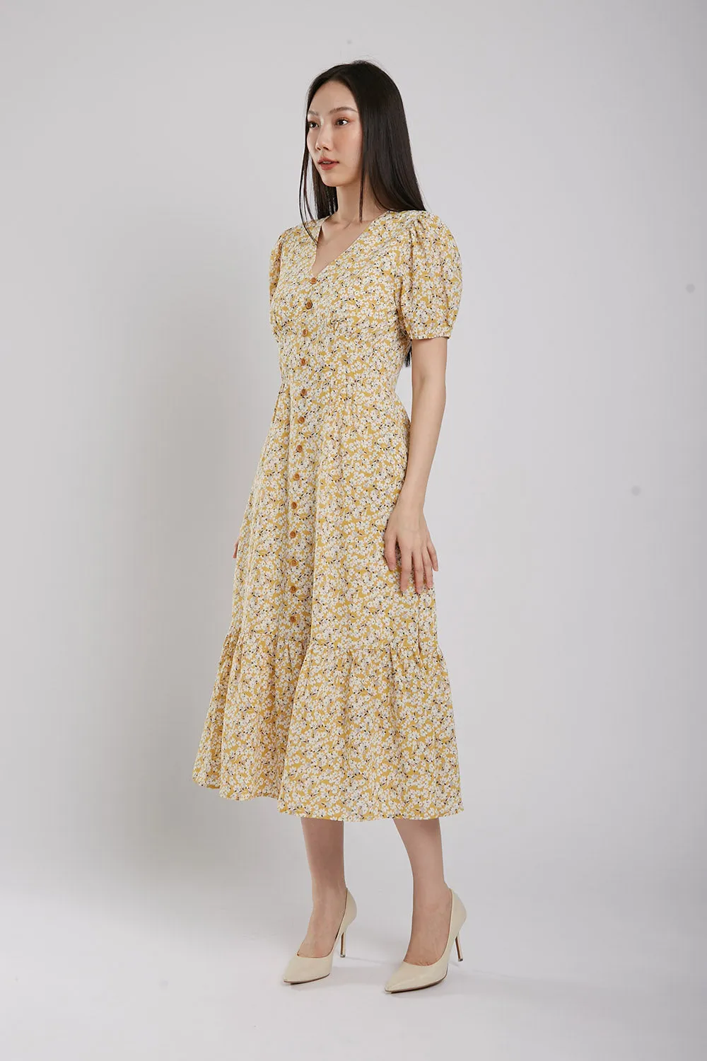 Emporia Maxi Dress in Yellow Floral