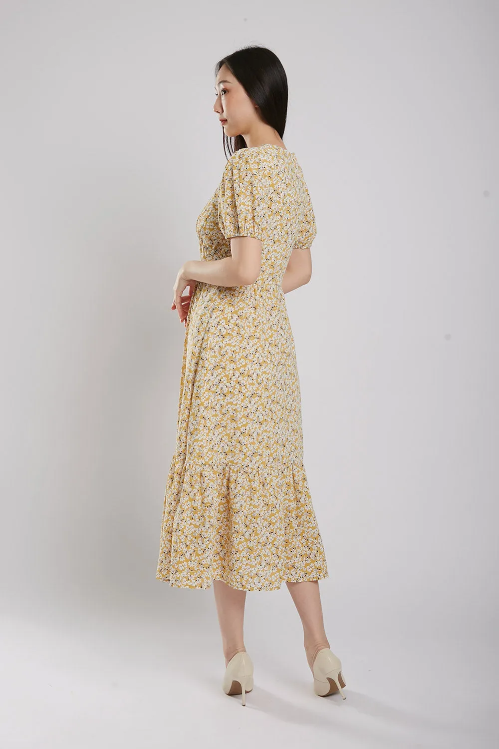 Emporia Maxi Dress in Yellow Floral