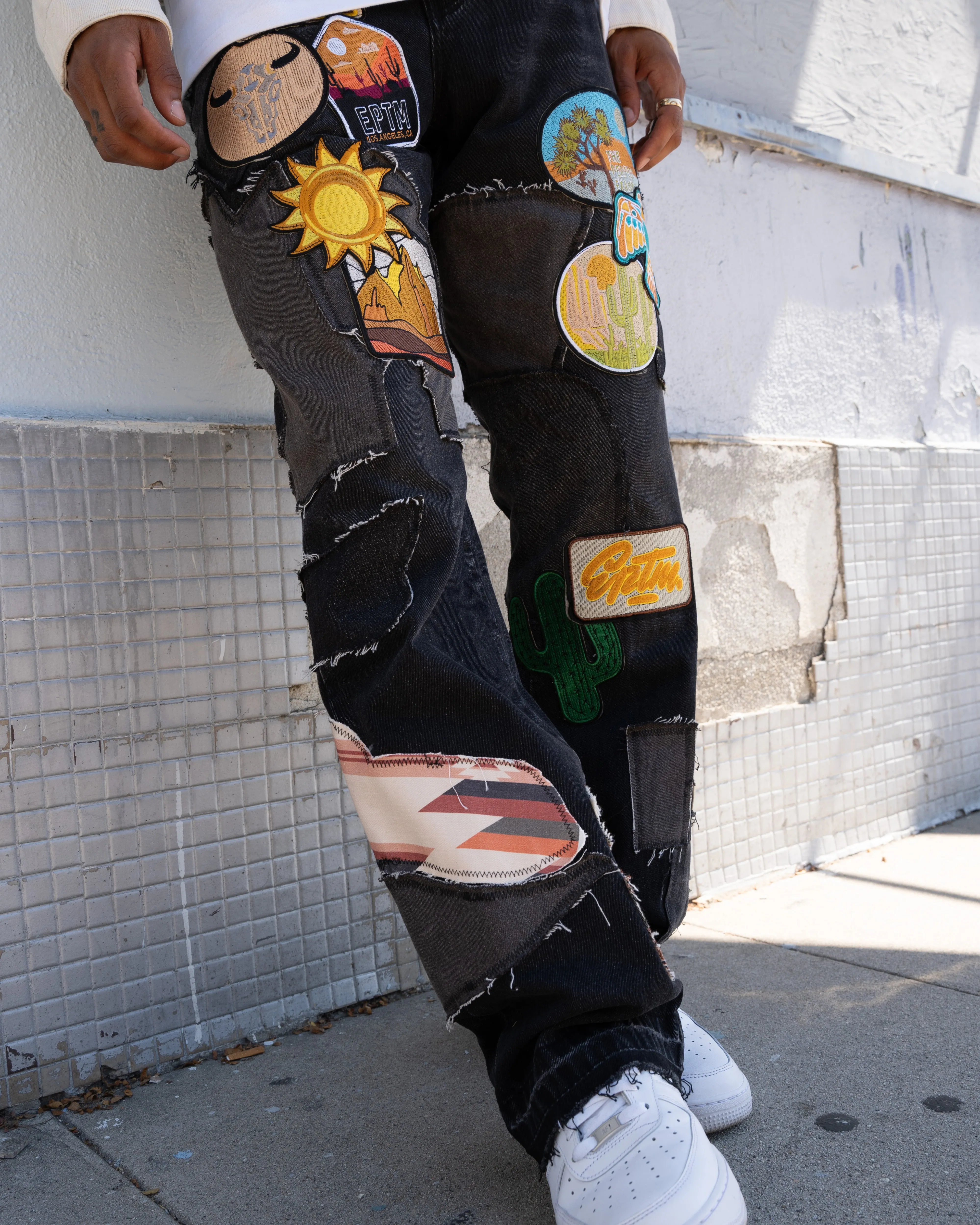 EPTM PATCHWORK JEANS - BLACK