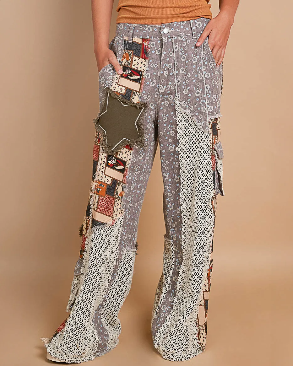 Floral and Patchwork Star Jeans