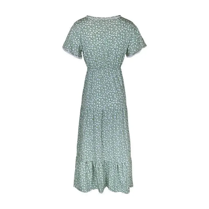 Get the Summer Look with the Green Drawstring Floral Dress