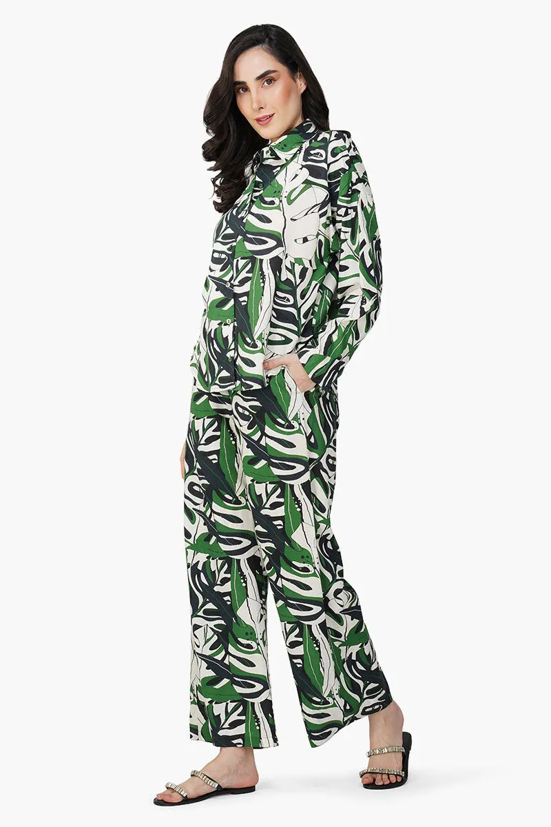 Green Birch Tropical Printed  Shirt