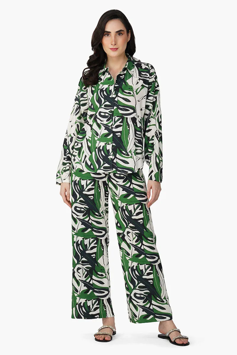 Green Birch Tropical Printed  Shirt