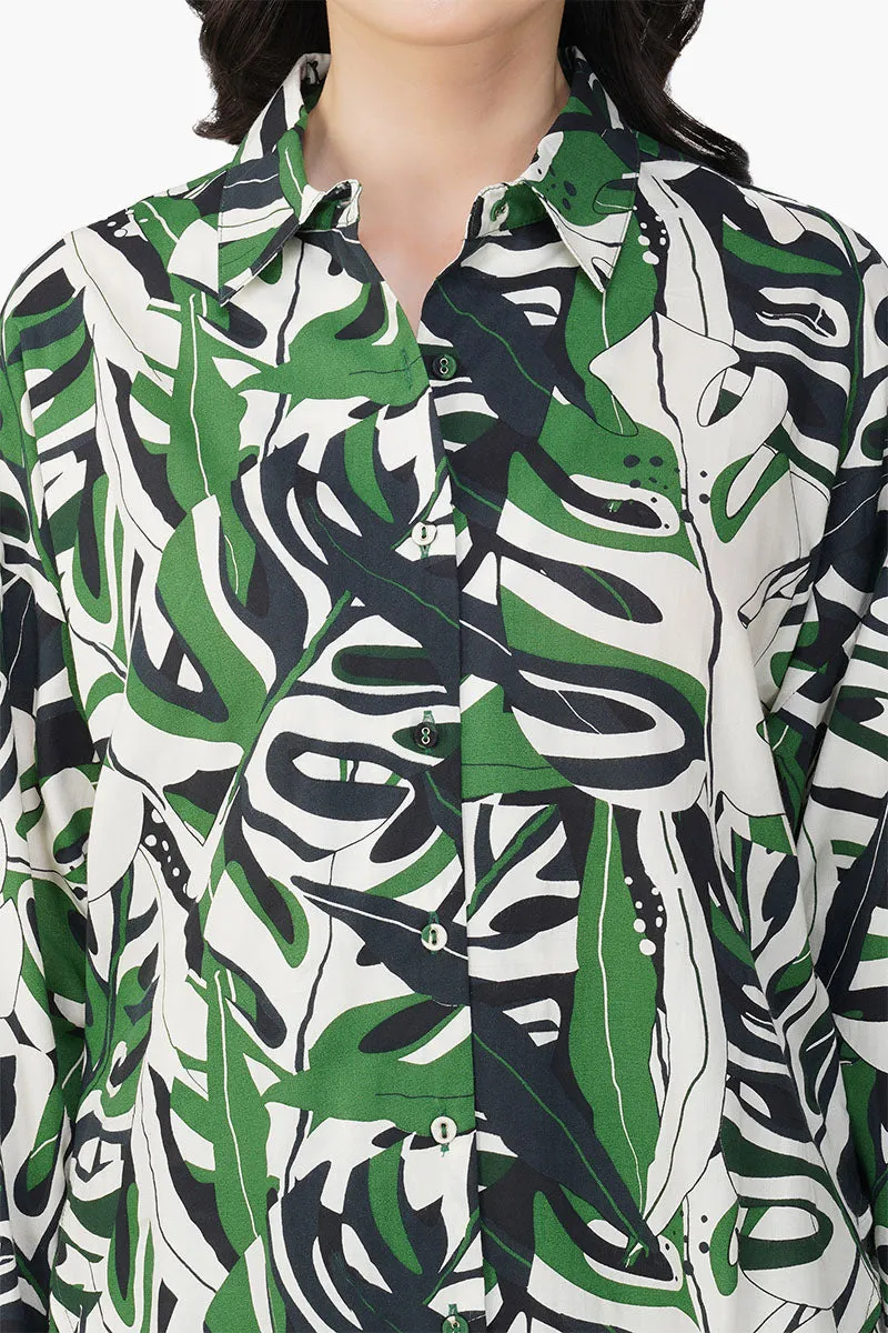 Green Birch Tropical Printed  Shirt