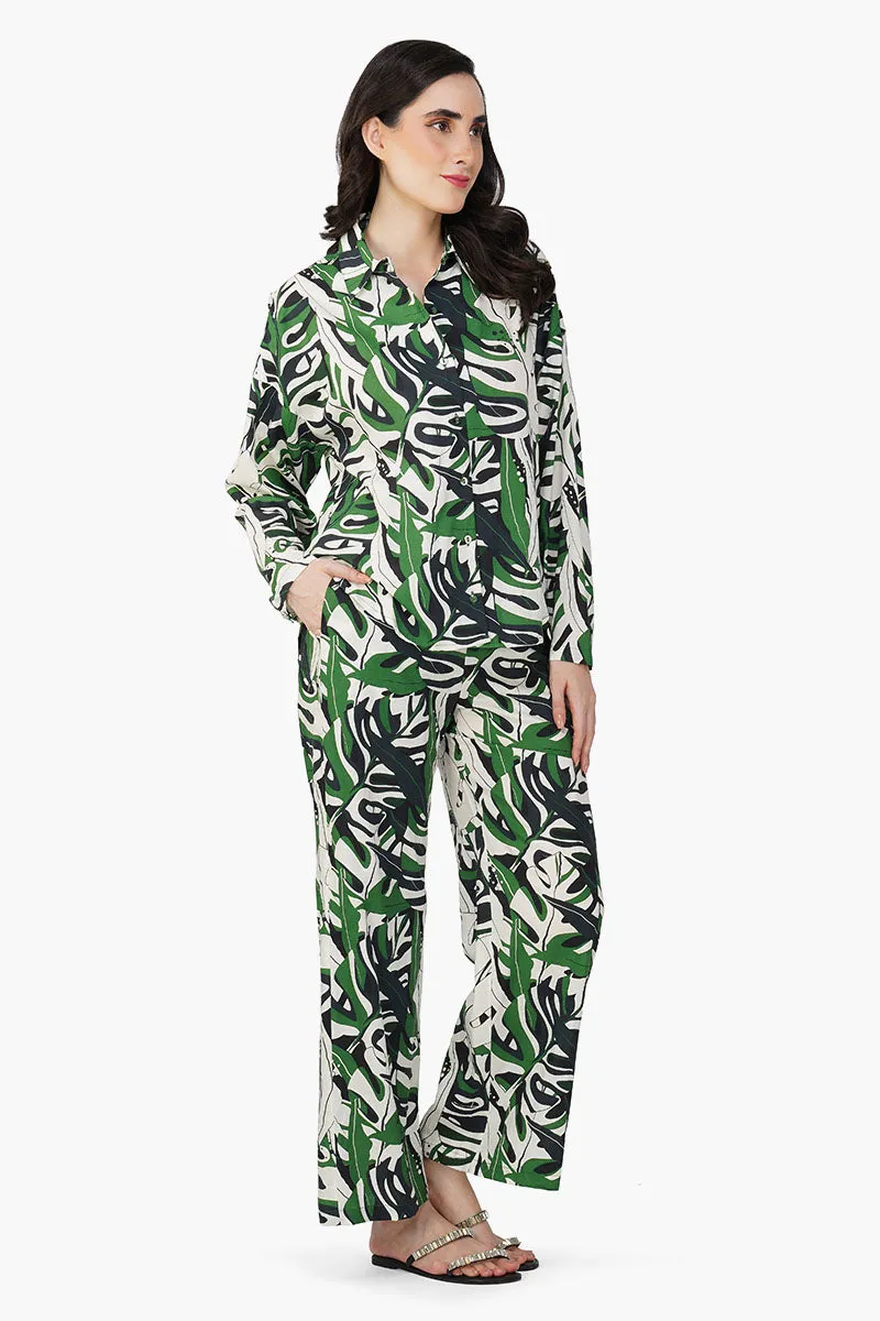 Green Birch Tropical Printed  Shirt