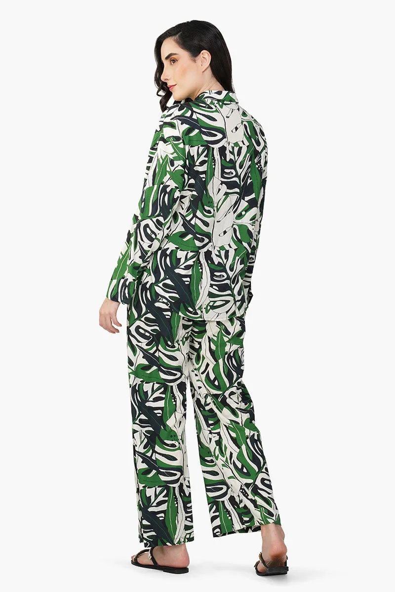 Green Birch Tropical Printed  Shirt