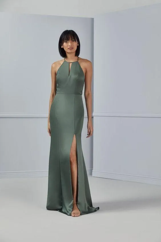 Grey SideSlit Evening Gown