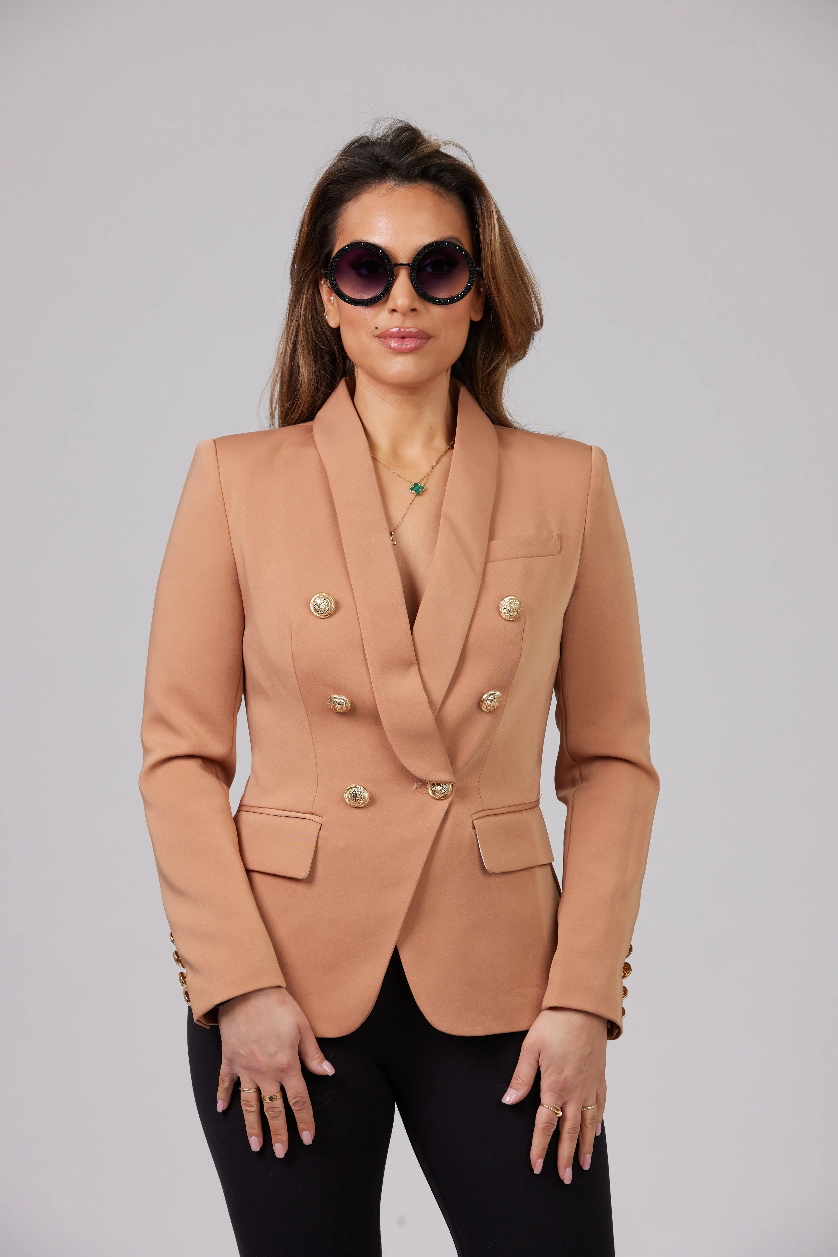 ICONIC CAMEL WITH GOLD BUTTON BLAZER