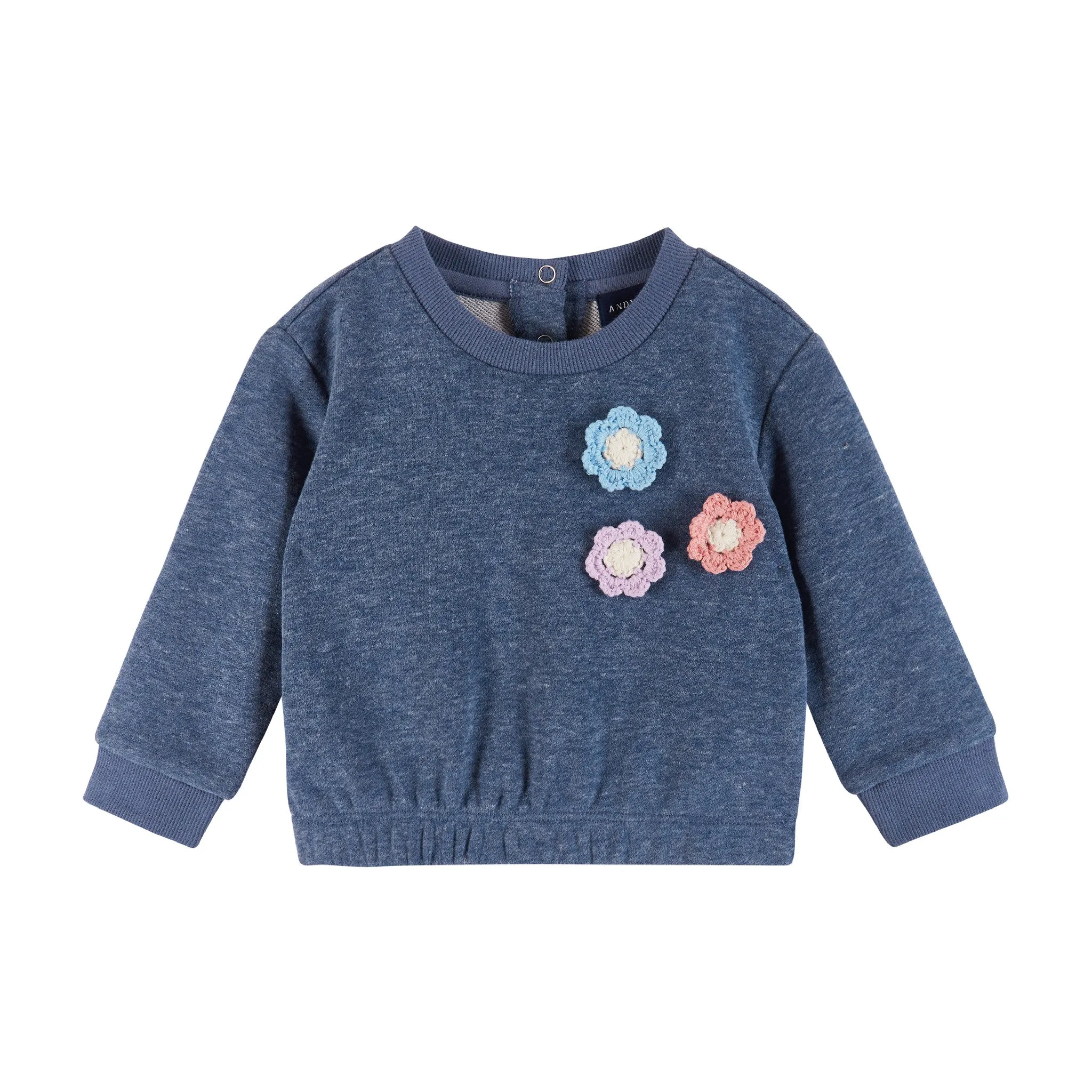 Infant Terry Crewneck & Dress Set | Navy Heather Flowers