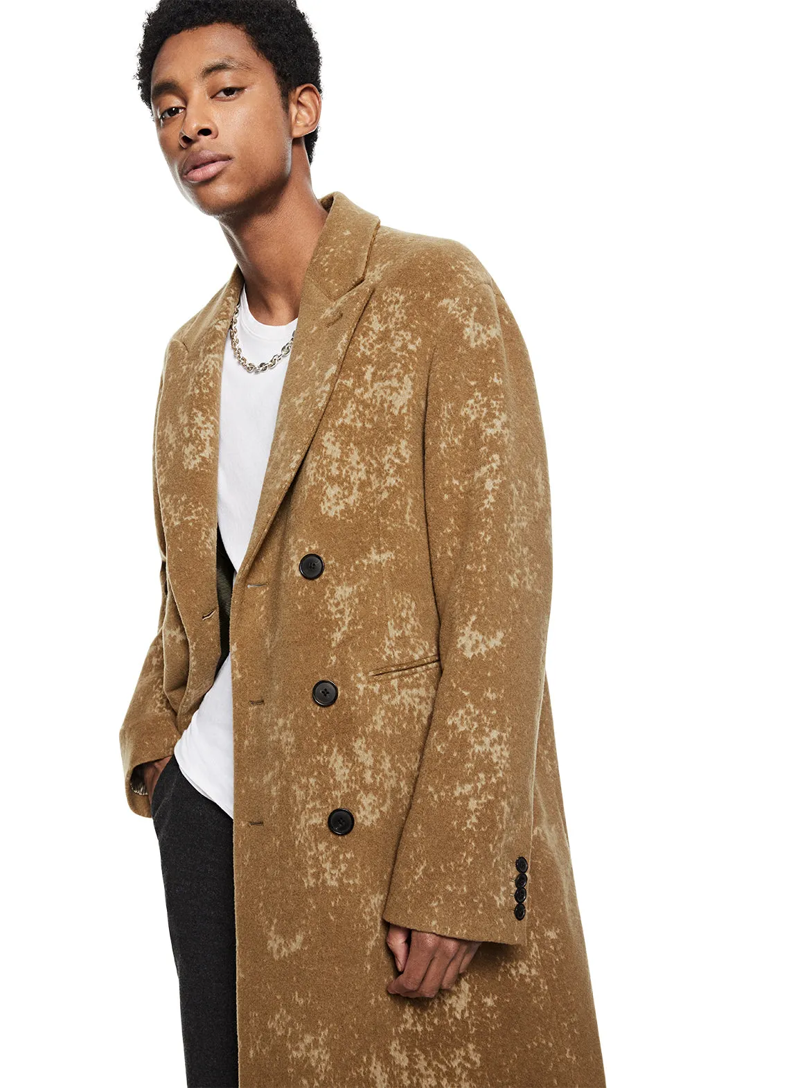 Jacquard Peak Lapel Coat