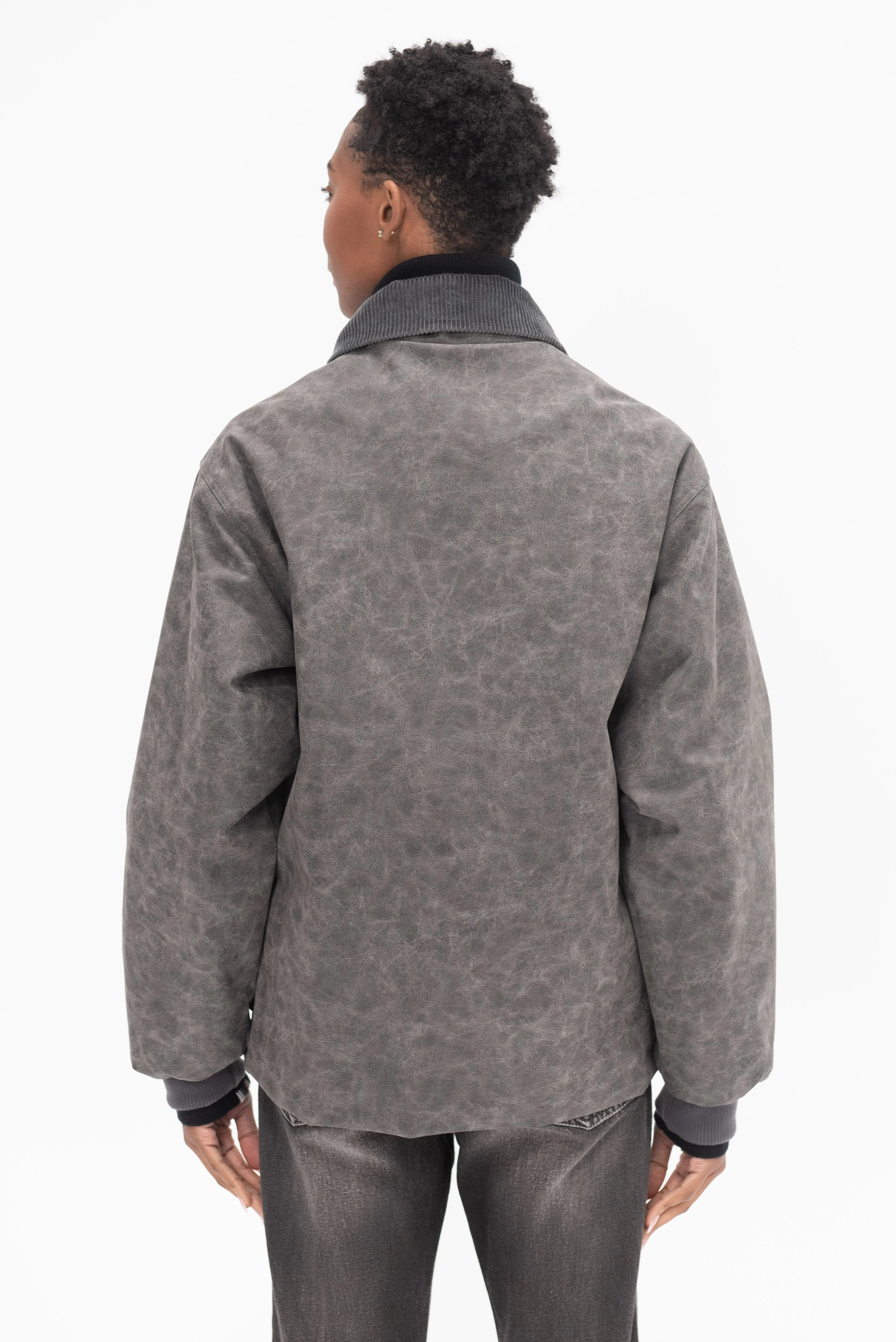 Laced Aviator Jacket, Gray