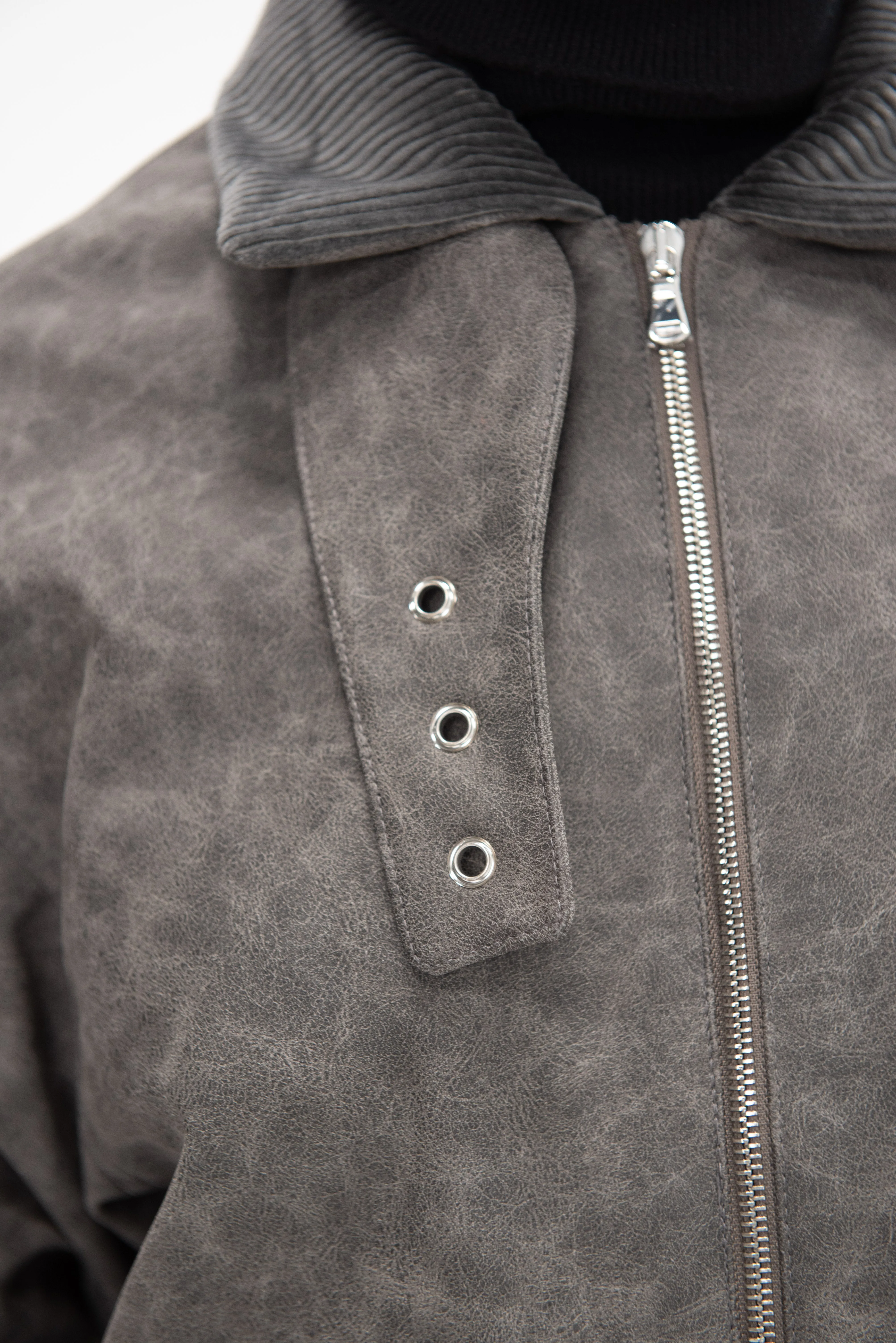 Laced Aviator Jacket, Gray