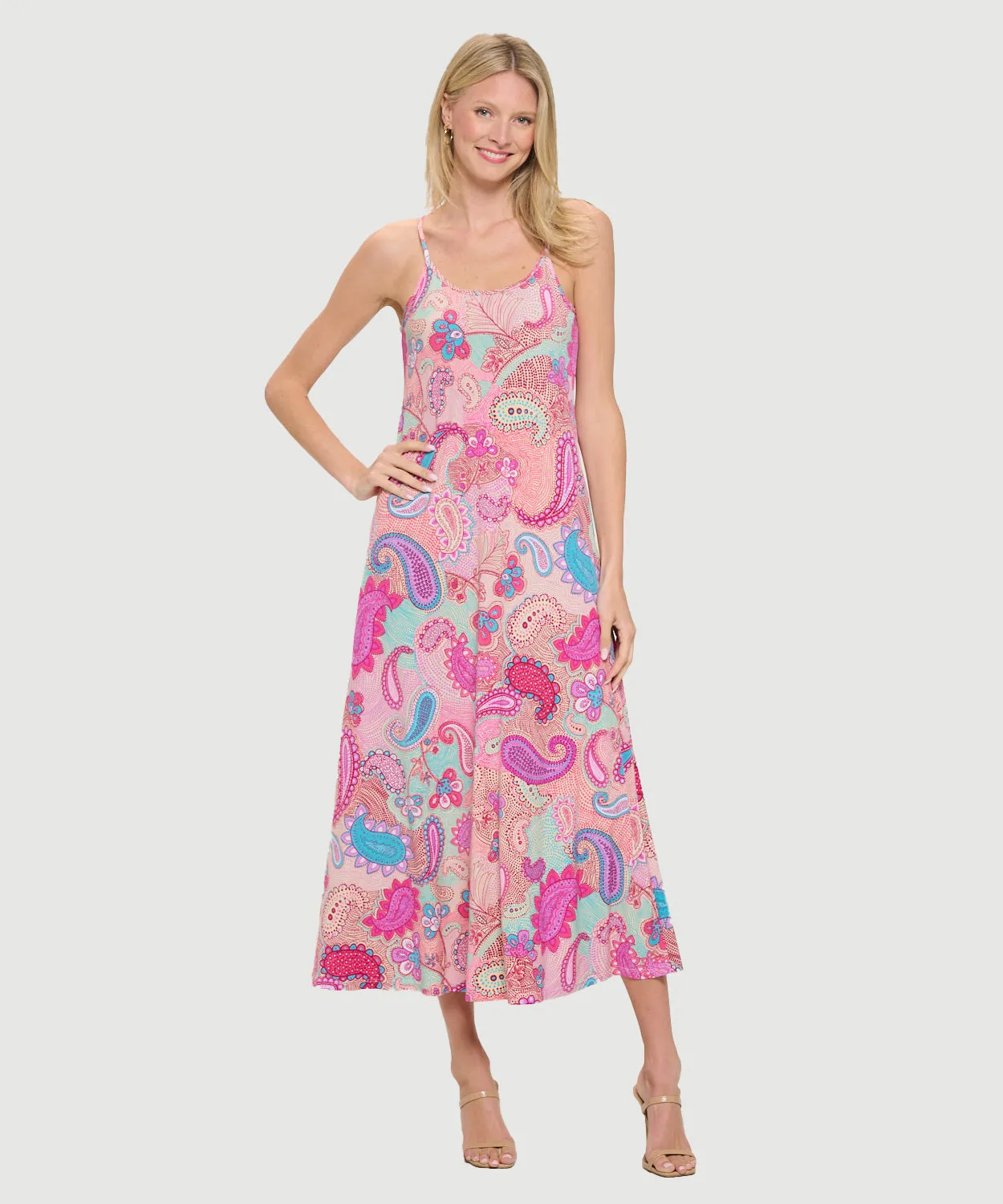 Last Tango Long Slip Dress | Pink/Aqua